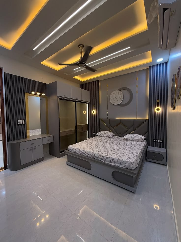 Bed wall design Attock by ABC Interior